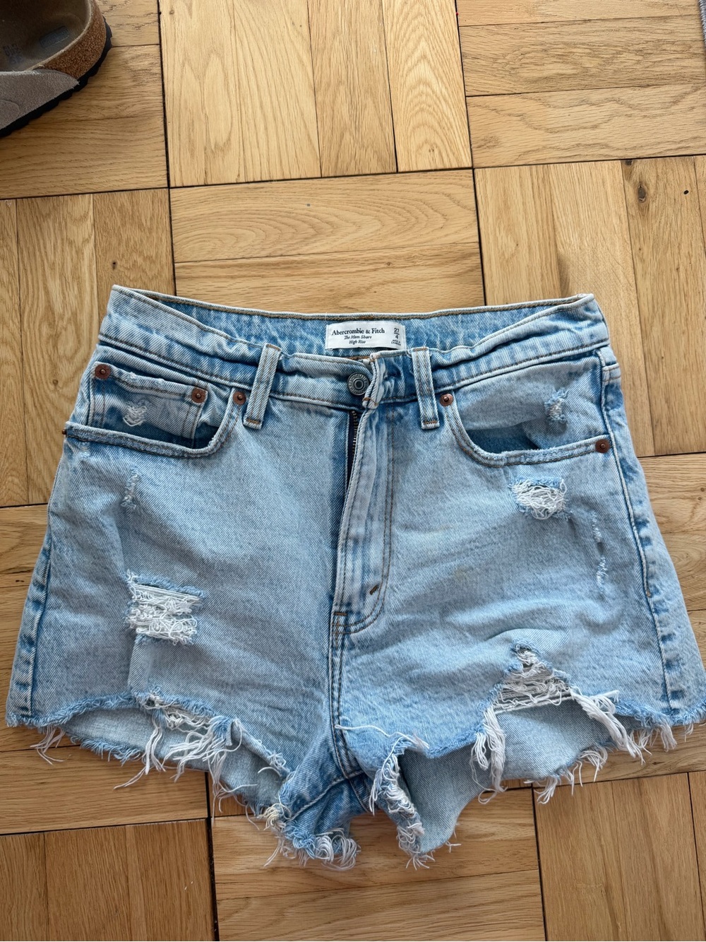 Abercrombie & Fitch Light Blue Distressed Denim Shorts
